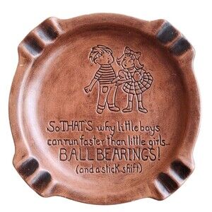Vintage Car Culture Humor Ashtray Trinket Dish Ball Bearings and a Shifter